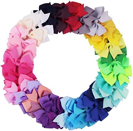 Girls Hair Bows,Grosgrain Ribbon Hair Clips,Hair Clips For Baby Girls,Pinwheel Clips For Teens Toddlers Kids(40pcs bow)