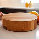 Kakshal Wood Butcher Block Cutting Board Cutting Boards Block Round Chopping Board 9 Inches Diameter Height 2 Inch Cutting Bo