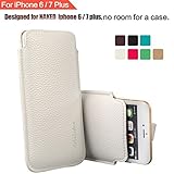 iPhone 8 Plus iPhone 7 Plus iPhone 6 6S Plus 5.5 Sleeve , [ Ultra Slim ] Elastic Pull Strap , Synthetic Leather Protective Sleeve Pouch Cover Case , Professional Executive Case Design .- White