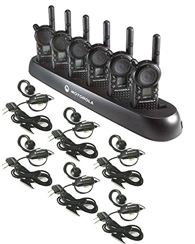 6 Pack of Motorola CLS1110 Walkie Talkie Radios with Headsets & 6-Bank Charger