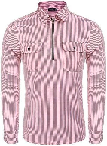 Hasuit Men's Regular Fit Long Sleeve Printed Dot Stretch Smart Casual Dress Shirt