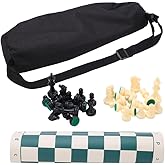 Tiiyee Portable Chess Set, Travel Board Games Folding Roll up Chess Game Combination Sets Pieces with Storage Bag Foldable Teen Gifts Family Mind Sharpening Educational for 2 Player Adults Beginner