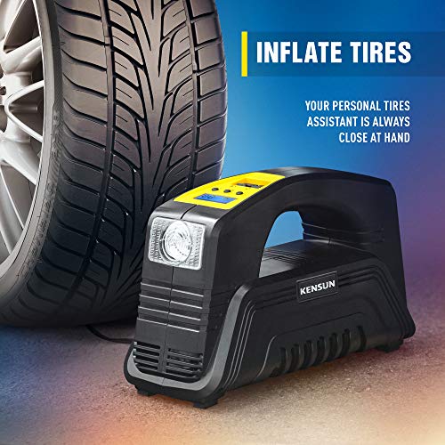 Kensun Bike Tire Pump 110V AC Home / 12V DC Car Electric Powered Inflator Air Compressor - Thumbnail 4