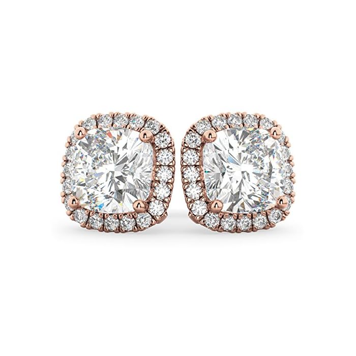 14k Gold 3 10ct Halo Cushion Cut Diamond Stud Earrings Diamond Cut