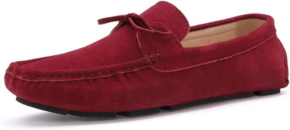 Qianliuk Men Loafers Soft Casual Suede Leather Shoes Navy Blue Slip On Shoes
