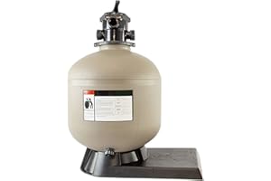 Rx Clear 23” Sand Filter for Above Ground Swimming Pool | Multi-Port Valve System | Long Base for Standard Pumps | Filters Pools Up to 28,000 Gallons | 280 lbs. Sand Capacity