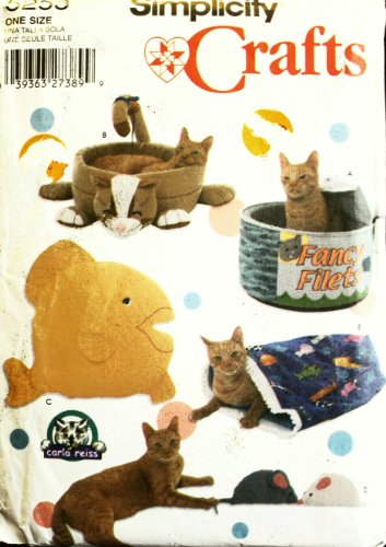 Simplicity 5233 Crafts Sewing Patern Fancy Comfy Cat Beds Toys, One Size