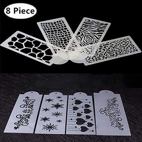 8-Pack Cake Decorating Stencil Molds, Magnoloran Wedding Cake Mesh Stencils Cake Templates Spray Floral Cake Side Molds, Wedding Cake Decorating Stencil Baking Tools, Dessert Decorating Molds