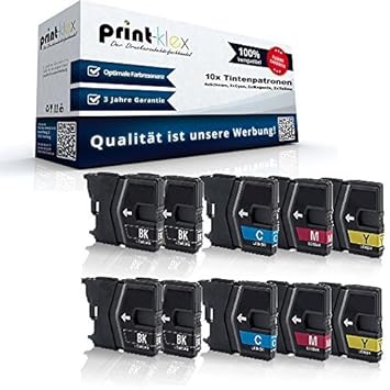 10x XL Tintenpatronen Sparset für Brother DCP- 4x Black, 2x Cyan, 2x Magenta, 2x Yellow