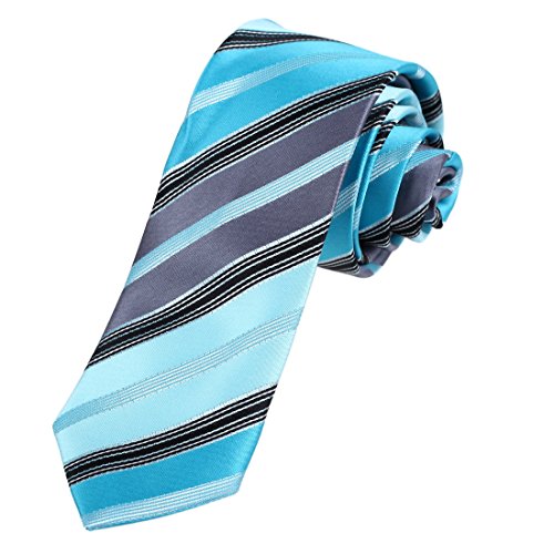 Dan Smith DAE7A21A Grey Blue Excellent Gift Idea Microfiber Romance Family Stripes Skinny Tie
