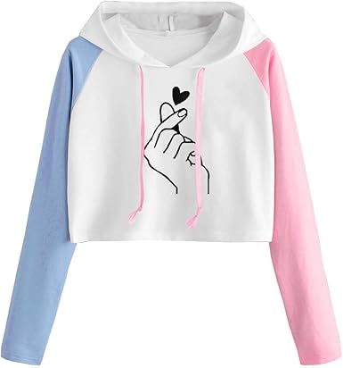 love gesture print crop hoodie