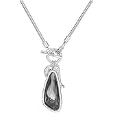 Long Silver Necklace Black Crystal Pendant Silver Chain Necklaces for Women 2025 Jewelry Gifts Party Dresses Accessories