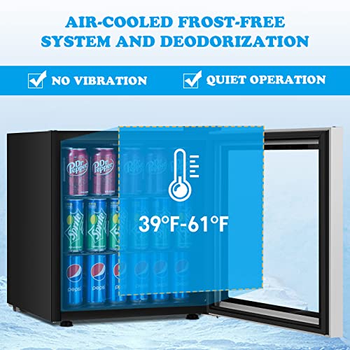 COSTWAY Beverage Refrigerator Cooler 60 Cans Capacity Mini Drink