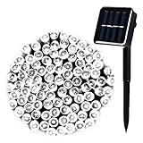 WishWorld 200LED Outdoor Solar Christmas String Lights,72ft 8Mode Waterproof Fairy Lights Decorative Lighting for Garden, Party, Lawn and Xmas Tree Decorations(Cool White)