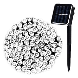 Image of WishWorld 200LED Outdoor Solar Christmas String Lights,72ft 8Mode Waterproof Fairy Lights Decorative Lighting for Garden, Party, Lawn and Xmas Tree Decorations(Cool White)