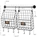 Wallniture RIVISTA File Organizer and Magazine Holder, Wall Mount Chicken Wire Basket Set with Rail and 10 S Hooks, Black, Metal