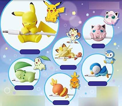 Amazon Com Pokemon Pocket Monster Cable Bite Figure 8 Pcs Sleeping On The Cable Vol 5 For Iphone Toys Games