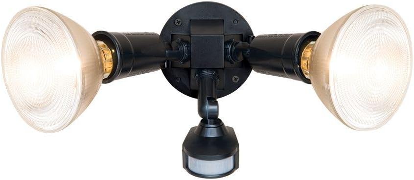 All-Pro Small 7"Compact 7 inch Bronze Dual Head Motion Sensor Incandescent Light with Automatice LED Night light