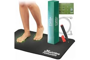 VITALVIBE NATURALS Grounding Mat for Feet & Sleep – Earthing Pad for Bed & Desk | Includes Grounding Cord, Tester & Manual – Non-Slip Carbon Rubber (15.7” x 23.6”)