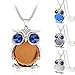TOPUNDER Women Owl Pendant Diamond Sweater Chain Long Necklace Jewelry