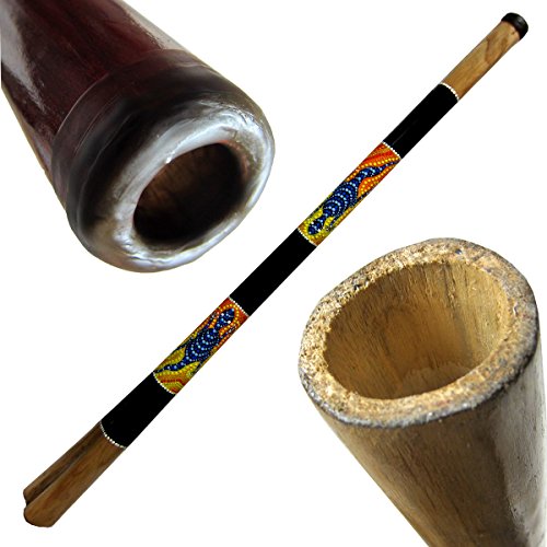 Solid Wood Didgeridoo, Beeswax Mouthpiece 52" Long Hand Painted