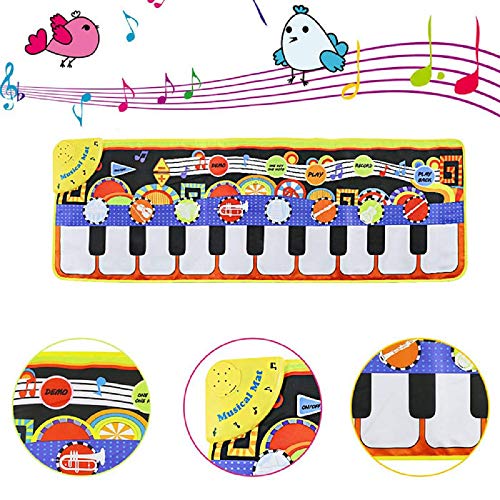 KAREZONINE Piano Mat, Kids Keyboard Mat Playmat Education Toy Birthday Christmas Easter Day Gift for Kids Boys Girls