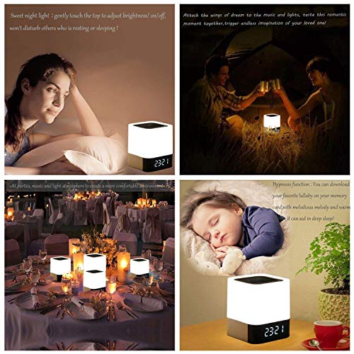 Night Light Bluetooth Speaker, Touch Sensor Bedside Lamps, Wake up Light, Color Changing Dimmable Table Lamp, Digital Alarm Clock Night Light, for Kids and Adult Wireless Speaker with Lights - Thumbnail 6
