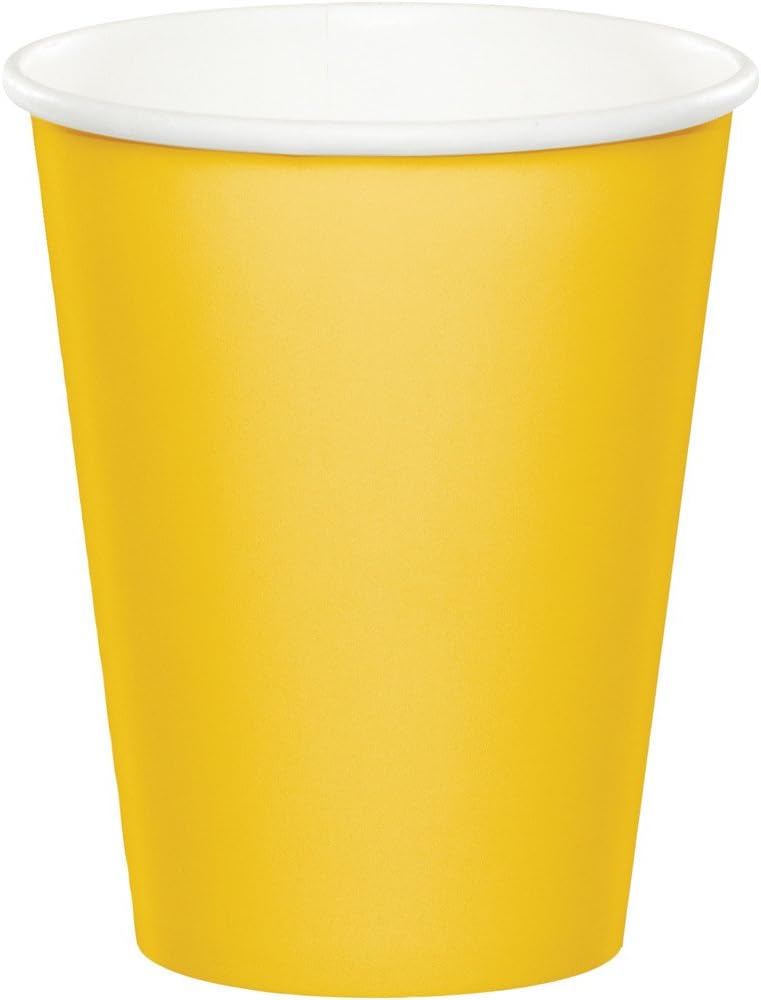 Creative Converting Celebrations 96-Count 9 oz. Hot/Cold Cups, School Bus Yellow - 315208