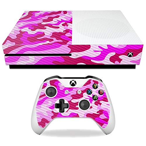 MightySkins Carbon Fiber Skin for Microsoft Xbox One S - Pink Camo | Protective…