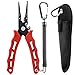PLUSINNO Fishing Pliers Stainless Steel Mix with Titanium Carbo-Nitride Coating Hook Removers, Braid Cutters Saltwater Split Ring Fishing Multi-Tools with Sheath