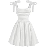 WDIRARA Girl's Smocked Ruched A Line Swing Dresses Tie Shoulder Cami Dress