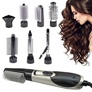7-in-1-Hair-Dryer-Brush-Set-and-Volumizer-Detachable-Hair-Dryer-Styler-One-Step-Hot-Air-Brush-for-Straightening-Curling-Drying-Combing-Scalp-Massage-Styling-Hair-Dryer-BrushGray 7-in-1 Hair Dryer Brush Set and Volumizer, Detachable Hair Dryer Styler, One-Step Hot Air Brush for Straightening…
