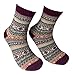 LuluVin 5 Pairs of Women's Casual Crew Socks (Beige with Stripes)