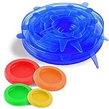 Greenfare Reusable Silicone Stretch Lids Set (6pc) | Includes 4pc. Food Huggers Silicon Food Savers | Eco-friendly Dishwasher & Freezer Safe | Keeps Food Fresh, Fits All Containers Sizes & Shapes