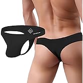 HASWECHYS Mens Sexy Thong Underwear Low Rise T-Back Underpant Hot G-String Bikini Black L