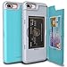 iPhone 7 Plus Case, TORU [iPhone 7 Plus Wallet Case Teal] Dual Layer Hidden Credit Card Holder ID Slot Card Case with Mirror for iPhone 7 Plus (2016) / iPhone 8 Plus (2017) - Cyan