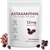 Astaxanthin 12mg, 120 Softgels, 4 Month Supply, Premium Astaxanthin Antioxidant Supplements with Antioxidant Activity, Supports Eye, Immune, Joint, Skin Health, Internal Circulation
