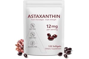 VORTEXONIX Astaxanthin 12mg, 120 Softgels, 4 Month Supply, Premium Astaxanthin Antioxidant Supplements with Antioxidant Activity, Supports Eye, Immune, Joint, Skin Health, Internal Circulation