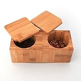 Bamboo Salt & Pepper Box - 100% Natural Wood by Simply Natural Bliss that is Environmentally Friendly - 2 Pot Box for Salt or Spices