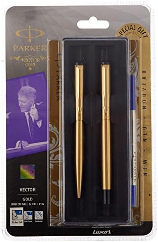 Parker Vector Roller Ball Pen & Ball Pen Combo Gift Set - Fine writing pens (GOLD)
