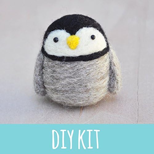 Needle felting kit for beginners, Penguin, DIY craft kit, needle felting starter