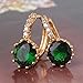 GULICX Yellow Gold Tone Geen rhinestone Retro Alluring Wedding Earrings Hoop