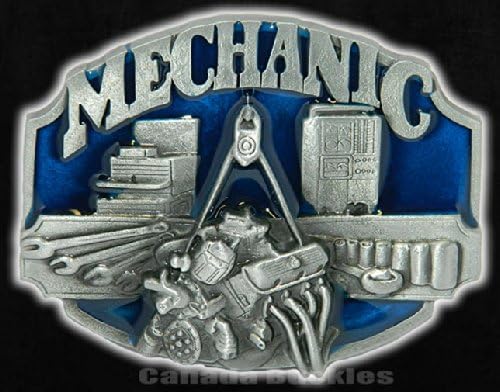 MECHANIC BLUE ENAMEL ENGINE BLOCK Design New Belt Buckle. This item ships from Cornwall, Ontario, Canada