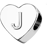 TGLS Heart Love A - Z Initial Letter Charm Birthday Mother's Day Gifts Alphabet Capital Name Beads Compatible with Pandora Charms Bracelets