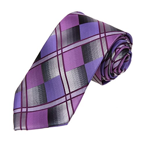 DAA7C15D Purple Grey Checkered Microfiber Tie Gift Idea For Graduation Neckwear By Dan Smith