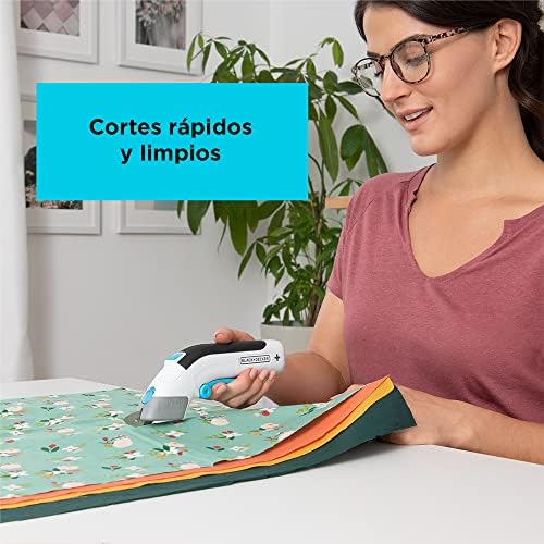 BLACK+DECKER 3.6v Tesoura, Gatilho extra longo, Luz LED, Design ergonómico, Bateria de 1.5Ah, carregamento USB, Inclui 2 lâminas de corte, Multicolor, BCSC115-XJ