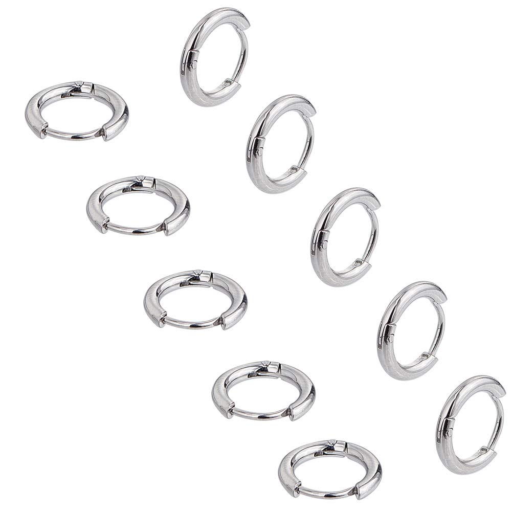 UNICRAFTALE Hand Polished Hoop Earrings 10 Pairs 12mm Stainless Steel Hoop Earrings 0.7mm Pin Stainless Steel Color Earwires Components for DIY Earrings Jewelry Making