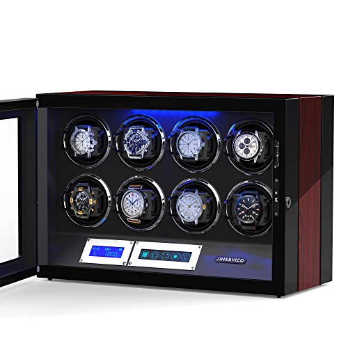 Watch Winder, Wooden Finish with Adjustable [Upgraded] Watch Pillows, 8 Winding Spaces Watch