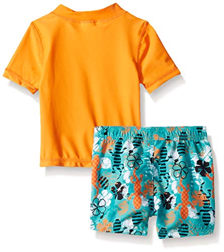 KIKO & MAX Baby Boys Set with Short Sleeve Rashguard Swim Shirt, Orange Gecko, 18 Months - Thumbnail 2