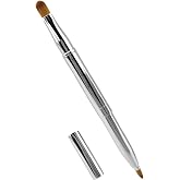 Quacc Double-ended Retractable Lip Makeup Brush | Lip Liner Brush for Lipstick, Lip Gloss, Eyeshadow (Silver)